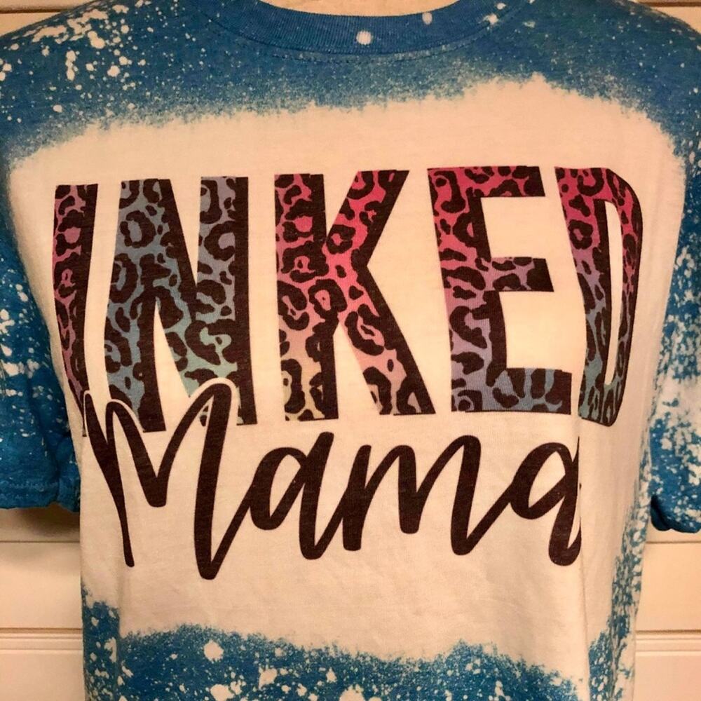 Inked Mama Leopard Sublimated Bleached Graphic Tee